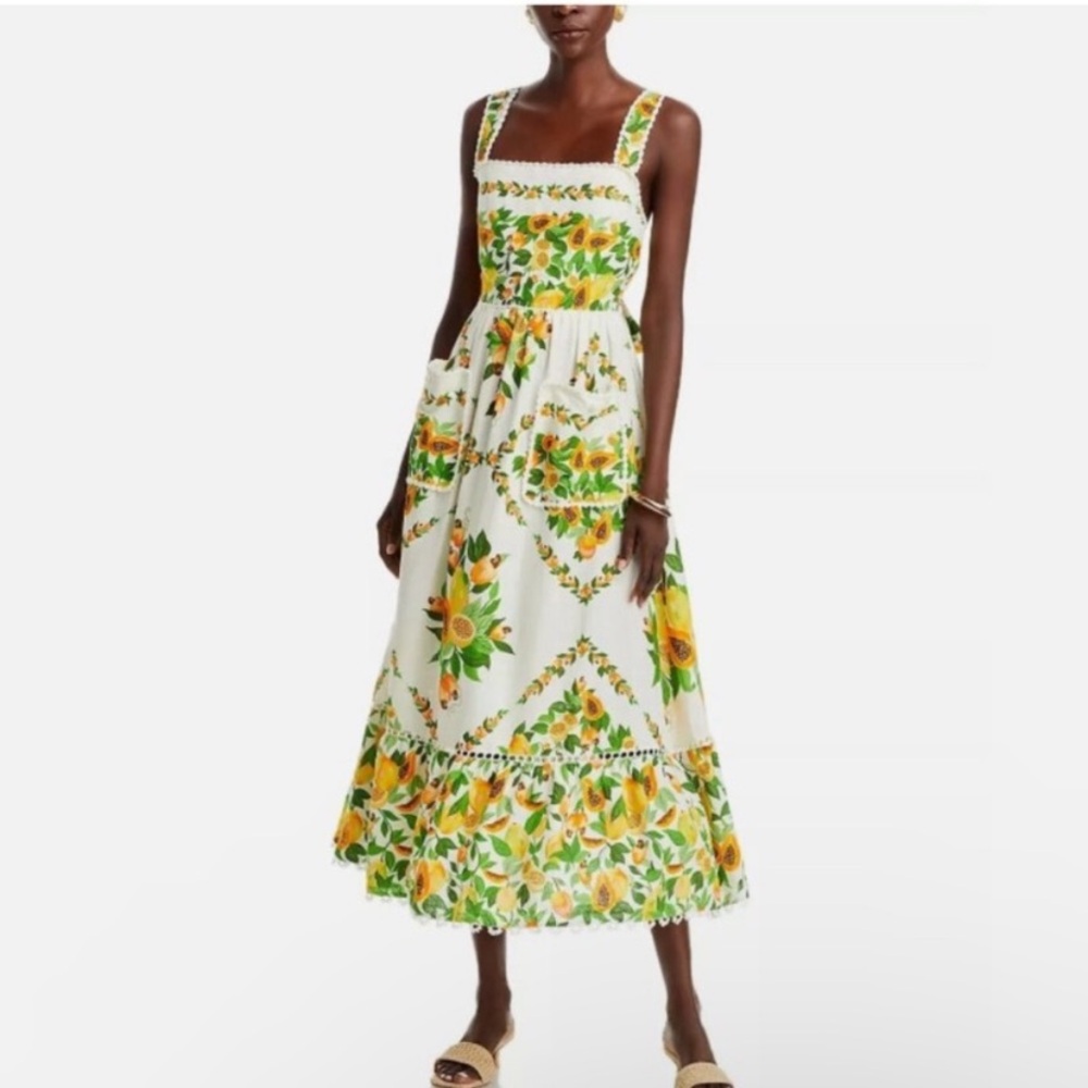 🌿|NWT| Farm Rio Papaya Salad Scarf Maxi Dress